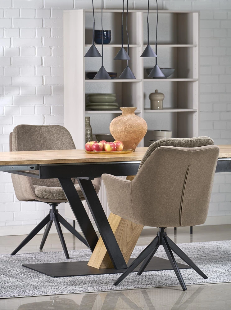 FANIS extension table, natural / juodas