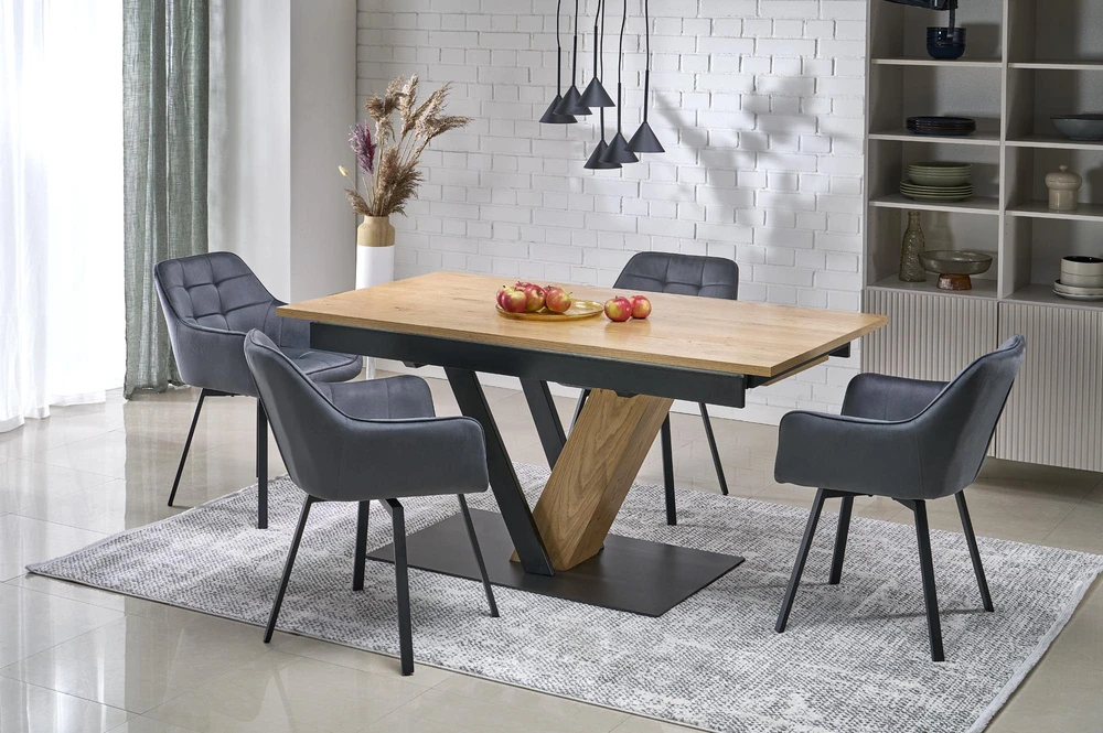 FANIS extension table, natural / juodas