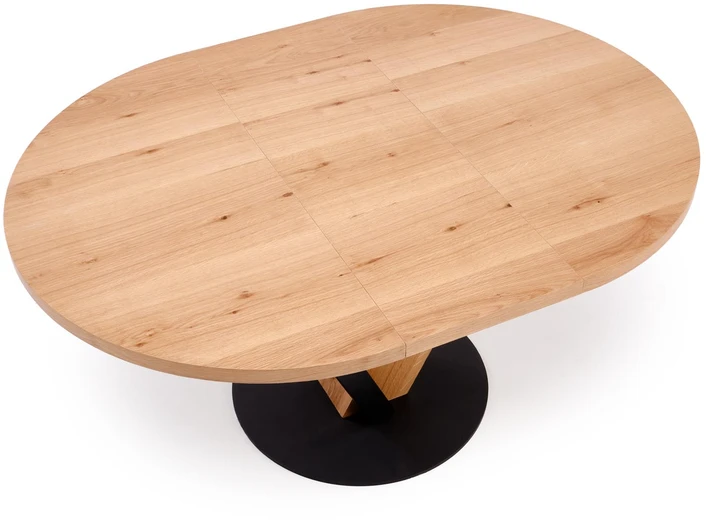 FANIS round extension table, natural / juodas