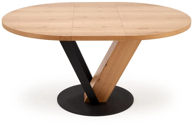 FANIS round extension table, natural / juodas