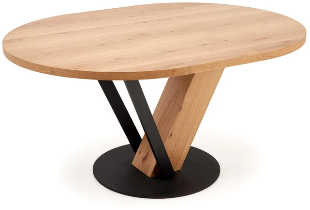 FANIS round extension table, natural / juodas