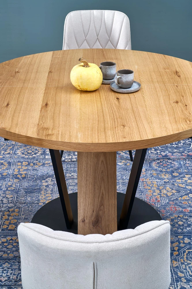 FANIS round extension table, natural / juodas