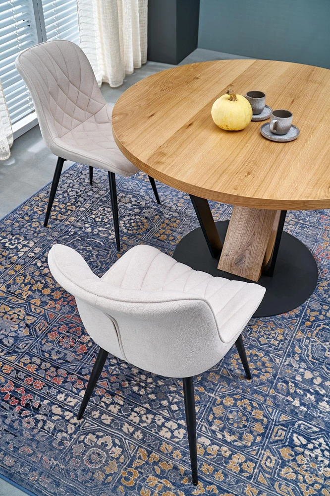 FANIS round extension table, natural / juodas