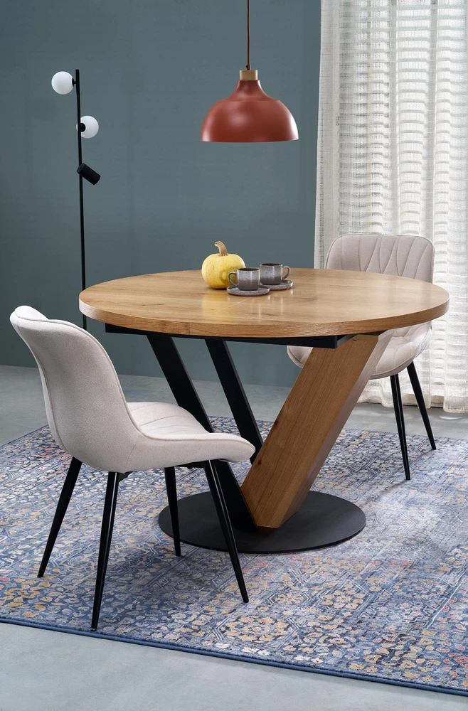 FANIS round extension table, natural / juodas