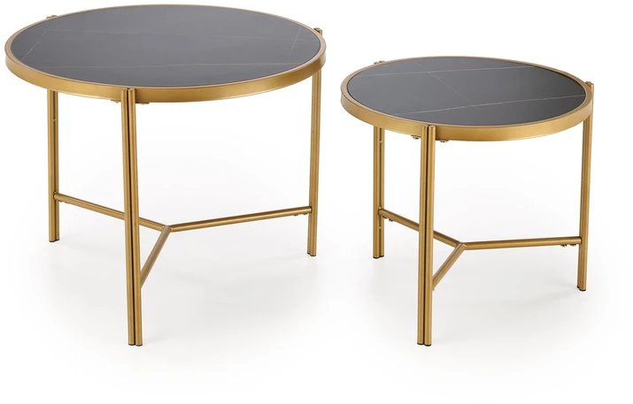 FATIMA set of two coffee tables, juodas marble / auksinis