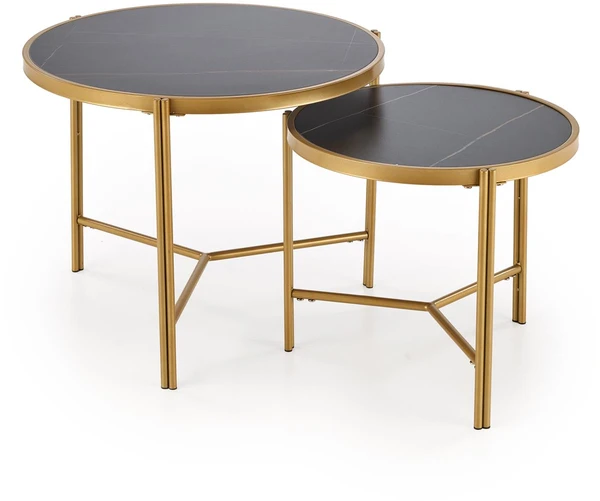 FATIMA set of two coffee tables, juodas marble / auksinis
