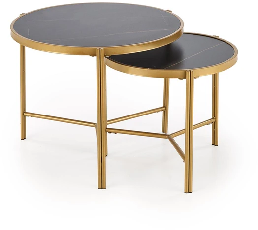 FATIMA set of two coffee tables, juodas marble / auksinis