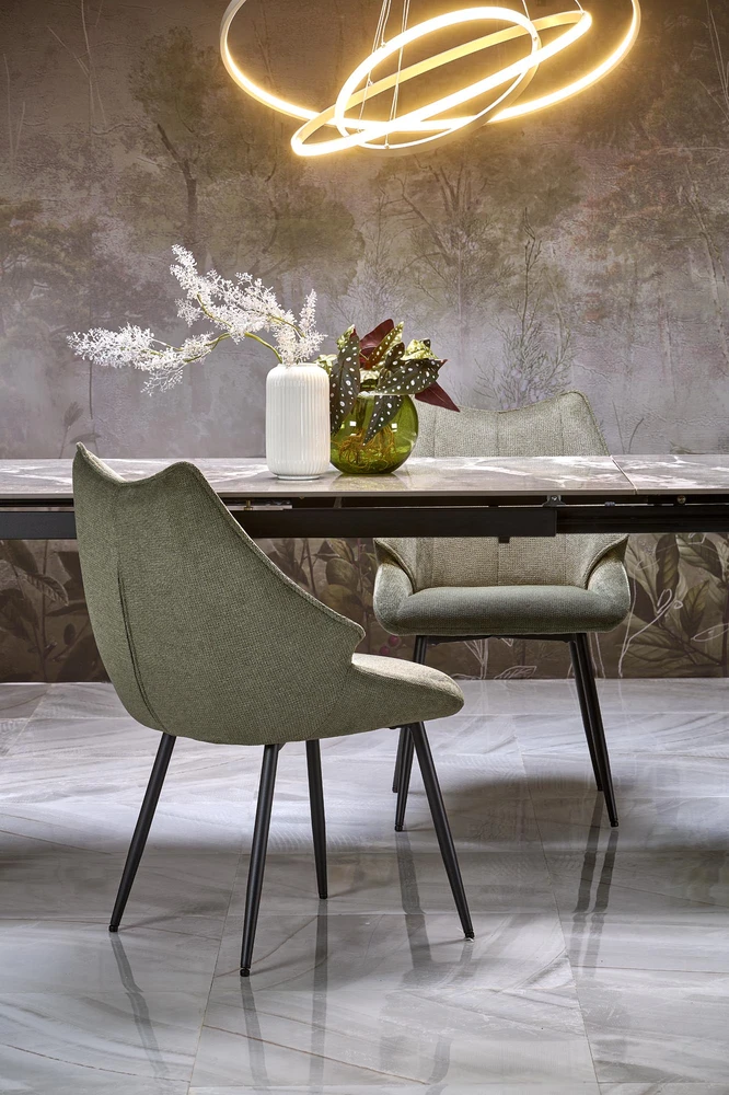 FELIX extension table, pilkas marble / juodas