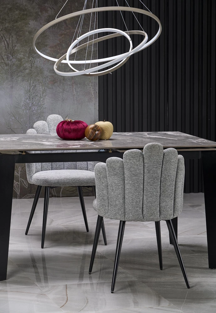 FELIX extension table, pilkas marble / juodas