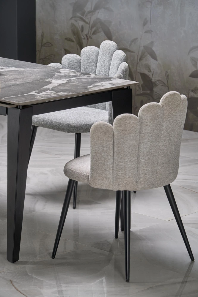 FELIX extension table, pilkas marble / juodas