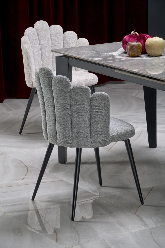 FELIX extension table, pilkas marble / juodas