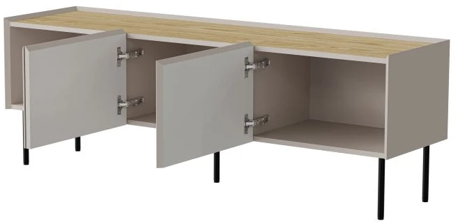 TV staliukas Cama Meble Cama FELLINI TV spintelė 150x40x52 kašmyro + alyvuotas ąžuolo stalviršis