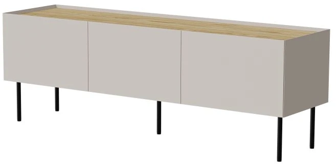 TV staliukas Cama Meble Cama FELLINI TV spintelė 150x40x52 kašmyro + alyvuotas ąžuolo stalviršis