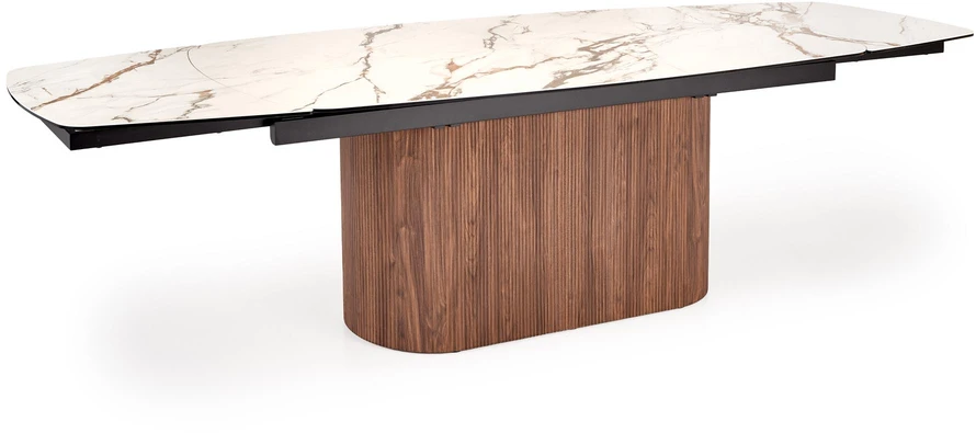 FLAVOR extension table, baltas marble / walnut
