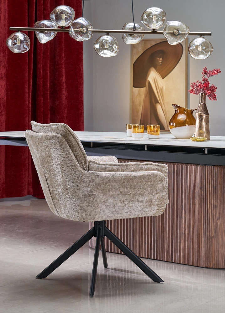FLAVOR extension table, baltas marble / walnut