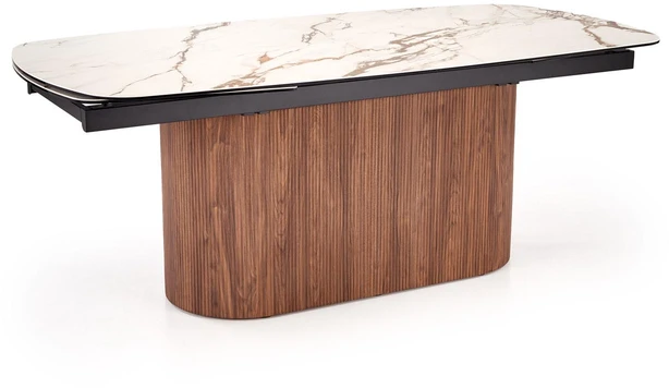 FLAVOR extension table, baltas marble / walnut