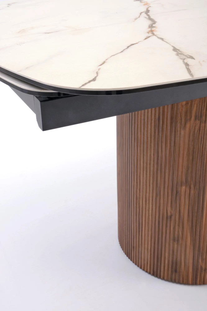 FLAVOR extension table, baltas marble / walnut