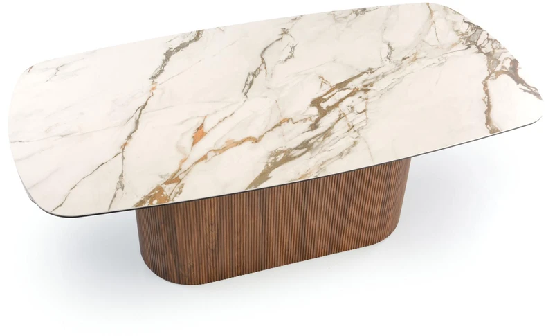 FLAVOR extension table, baltas marble / walnut