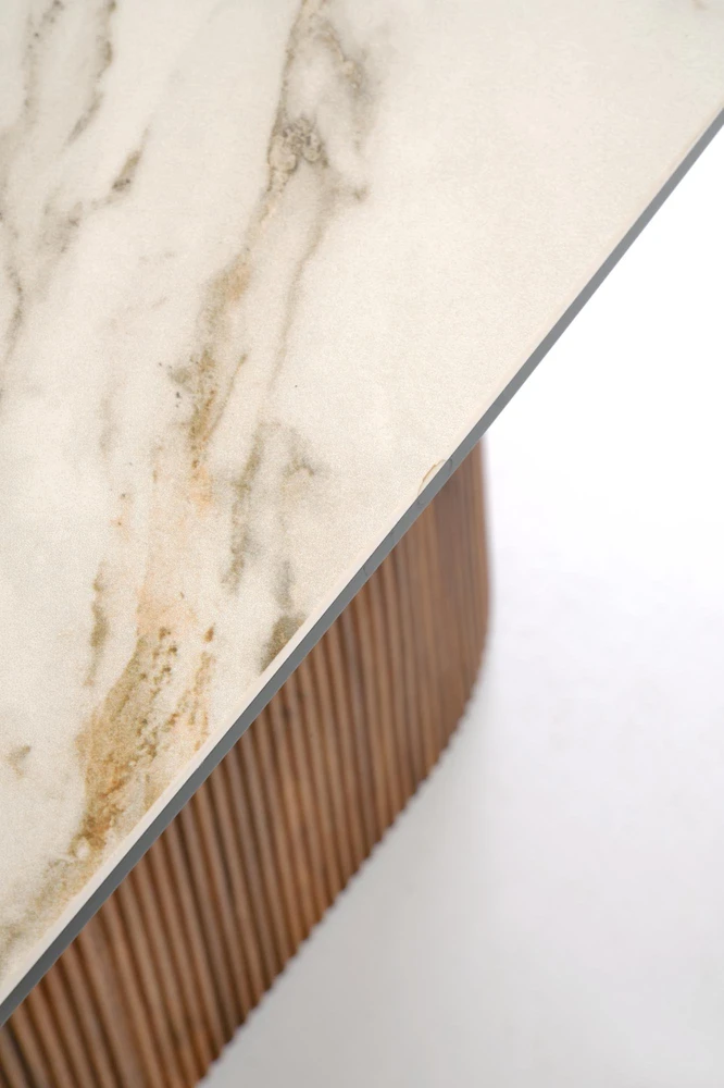 FLAVOR extension table, baltas marble / walnut