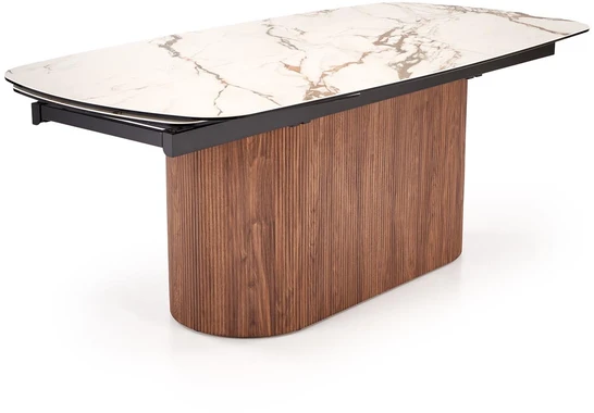 FLAVOR extension table, baltas marble / walnut
