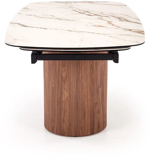 FLAVOR extension table, baltas marble / walnut