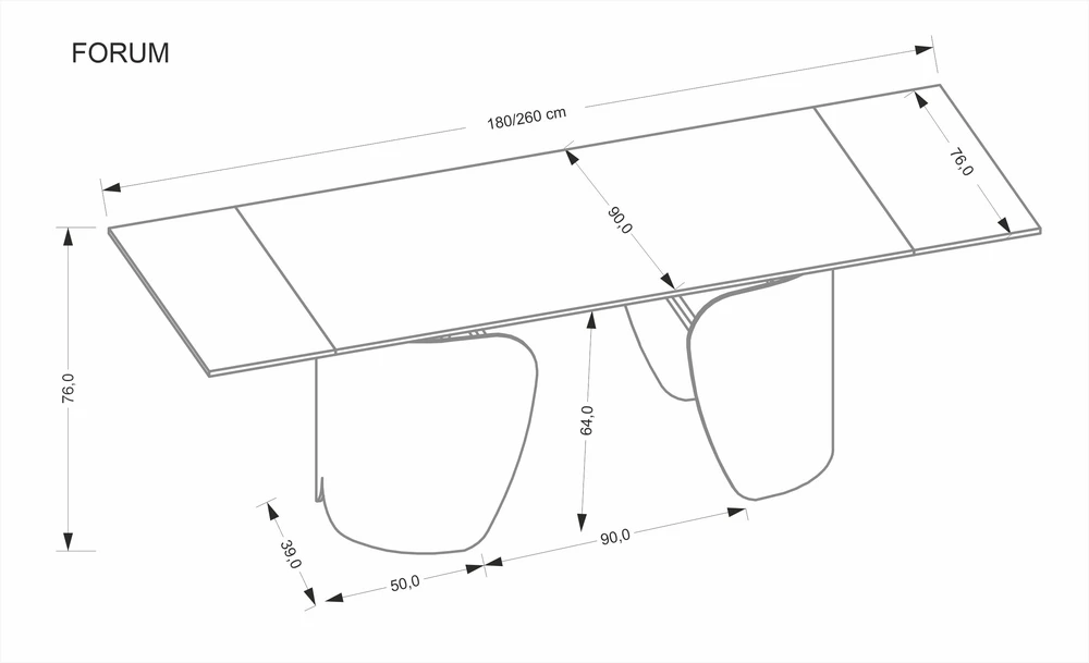 FORUM extension table, juodas marble / juodas