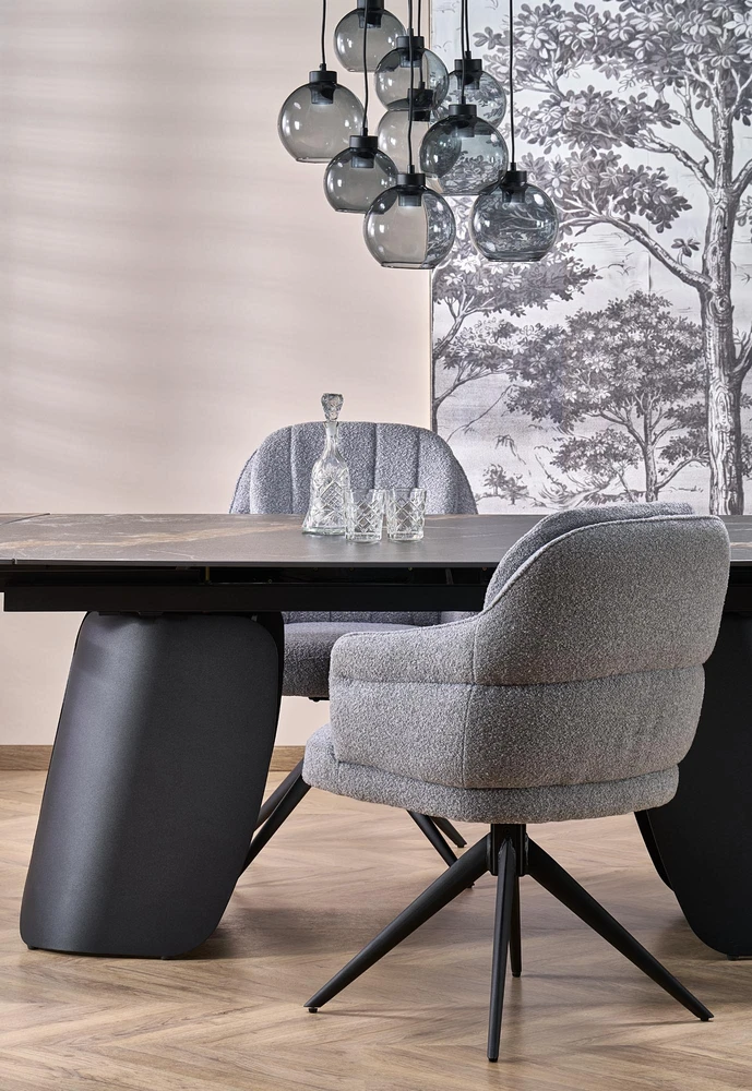 FORUM extension table, juodas marble / juodas