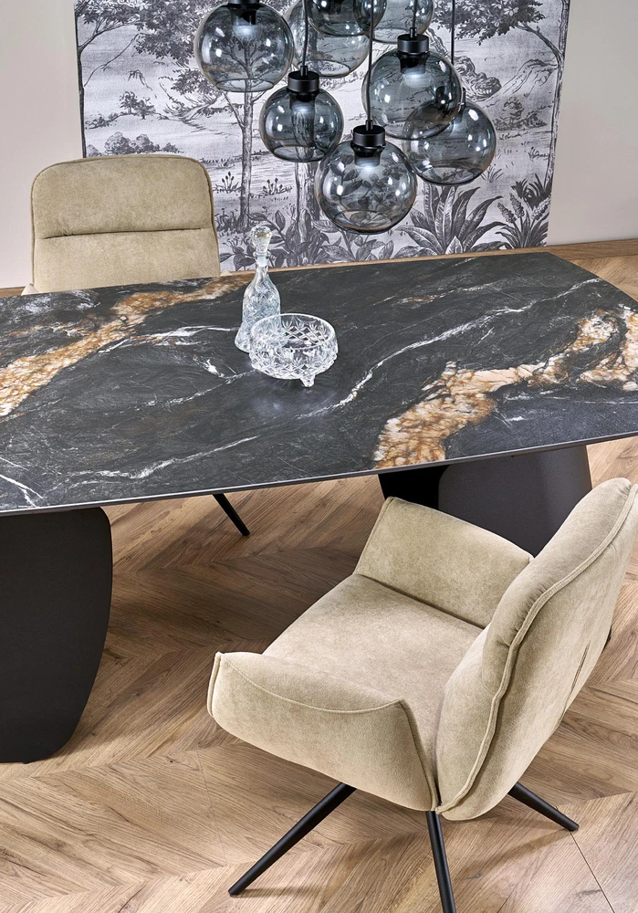 FORUM extension table, juodas marble / juodas