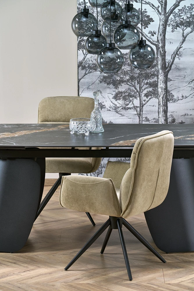 FORUM extension table, juodas marble / juodas