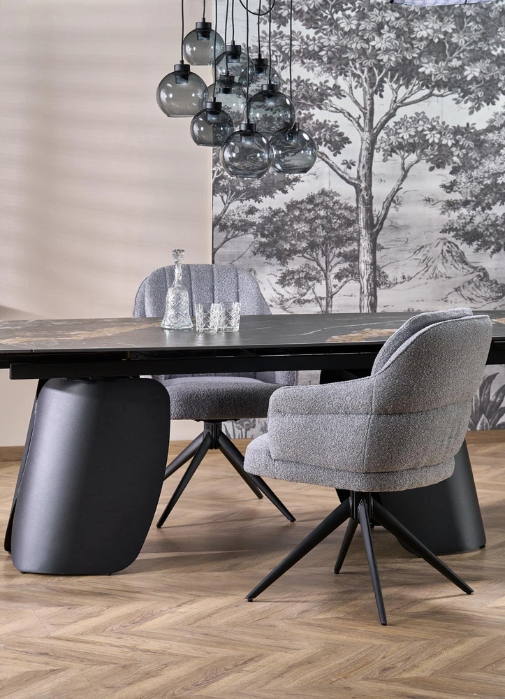 FORUM extension table, juodas marble / juodas