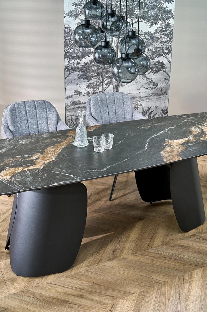 FORUM extension table, juodas marble / juodas