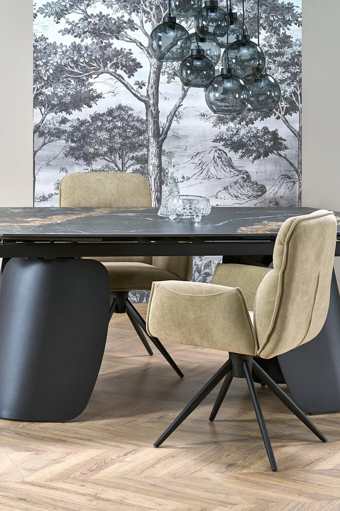 FORUM extension table, juodas marble / juodas