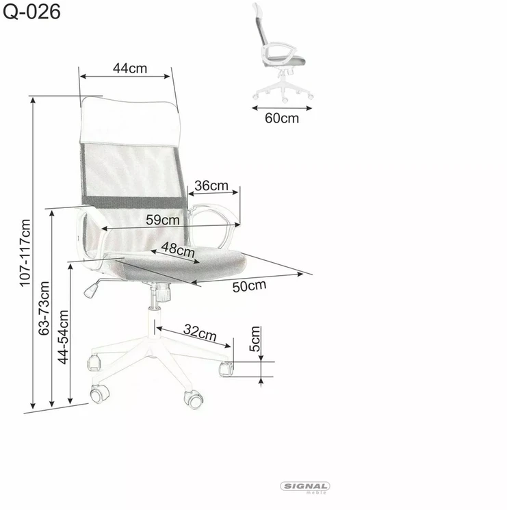 Signal Meble Biuro kėdė Q-026, pilka