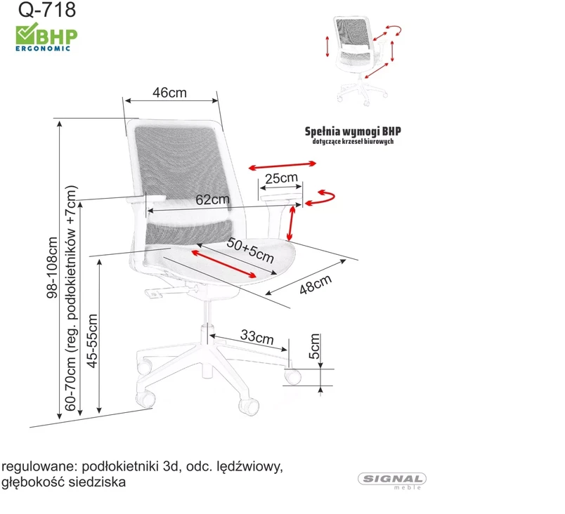 Signal Meble Biuro kėdė Q-718, pilka