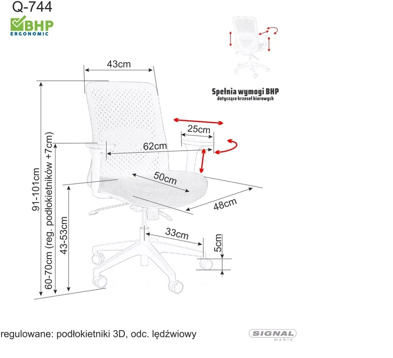 Signal Meble Biuro kėdė Q-744, pilka
