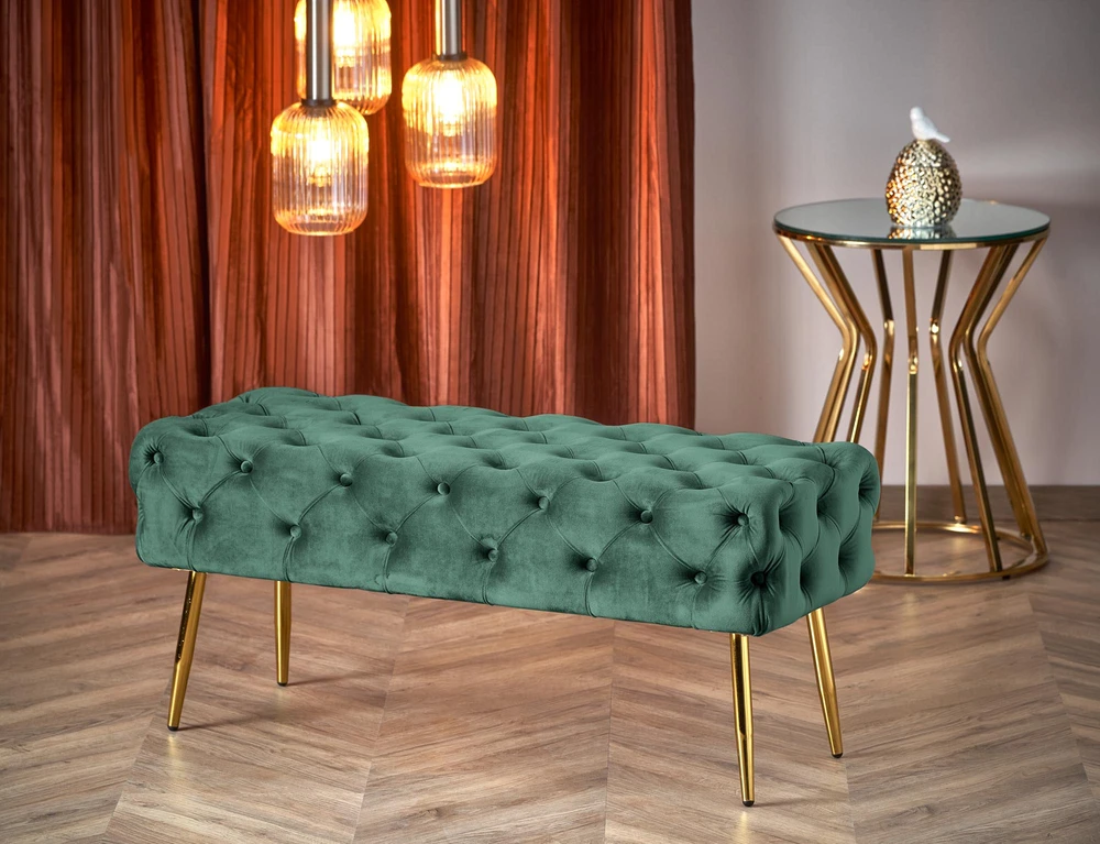 Fotelis ATHENA bench color: dark žalias / auksinis
