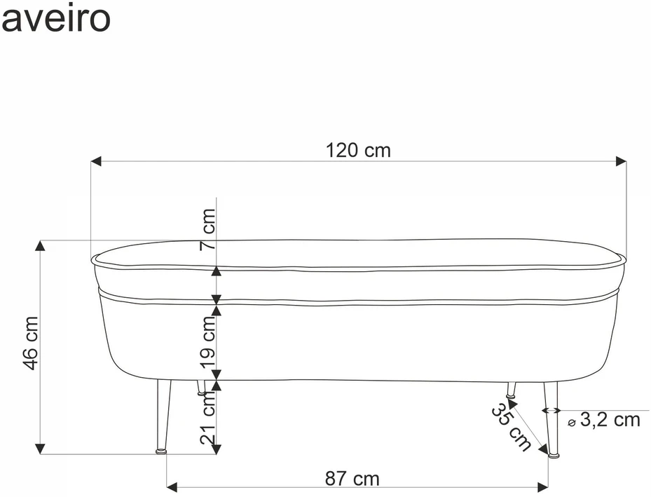 Fotelis AVEIRO bench with storage funstion, creamy