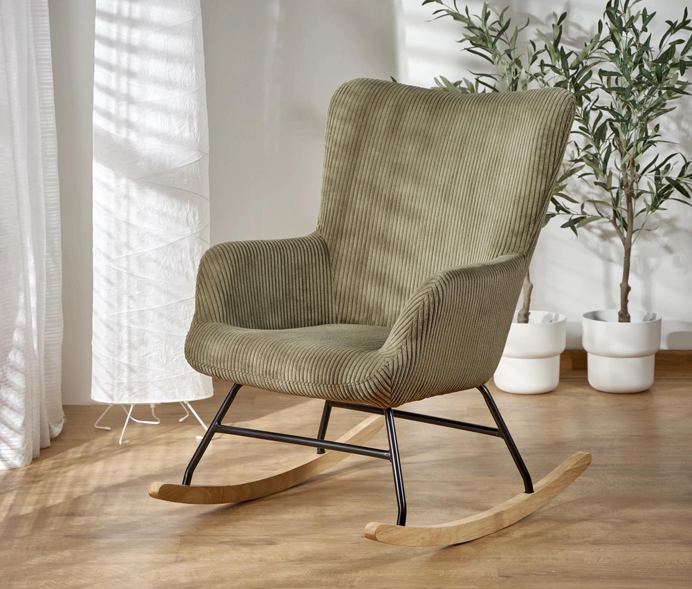 Fotelis BELMIRO rocking chair, olive