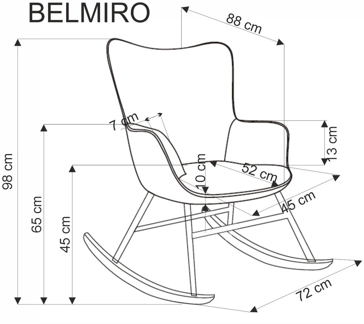 Fotelis BELMIRO rocking chair, pilkas