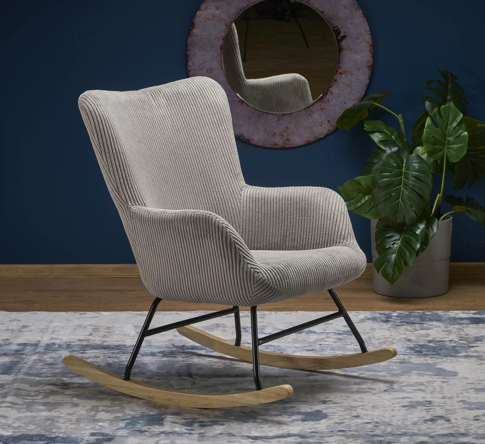 Fotelis BELMIRO rocking chair, pilkas