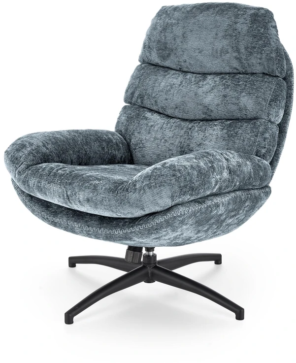 Fotelis Blue DARIO leisure chair, with stool, mėlynas
