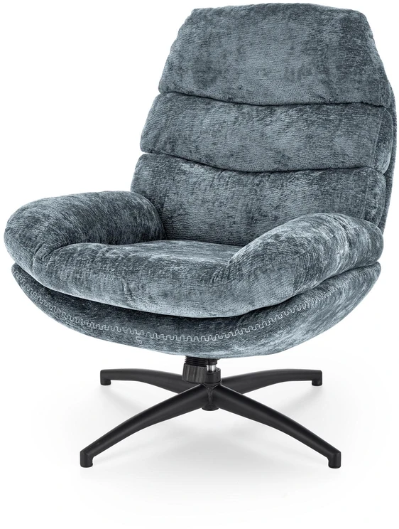 Fotelis Blue DARIO leisure chair, with stool, mėlynas