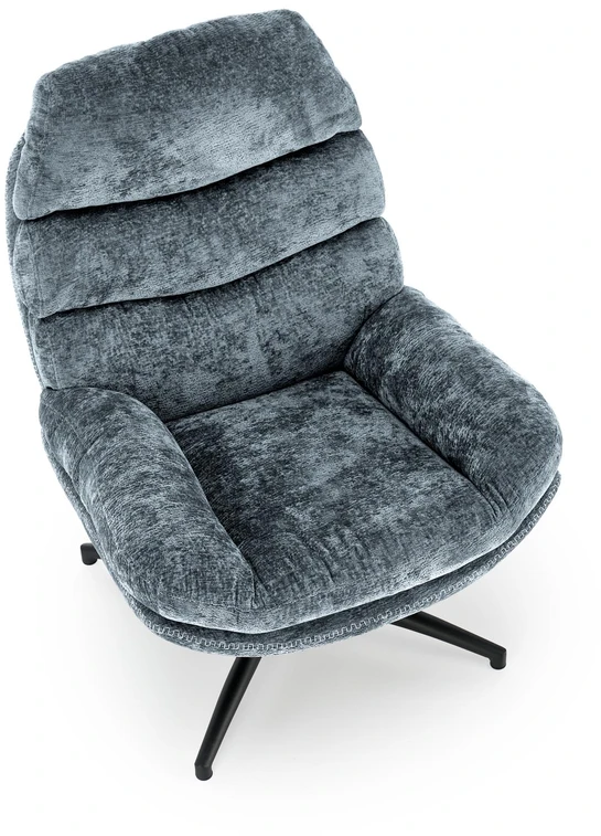 Fotelis Blue DARIO leisure chair, with stool, mėlynas
