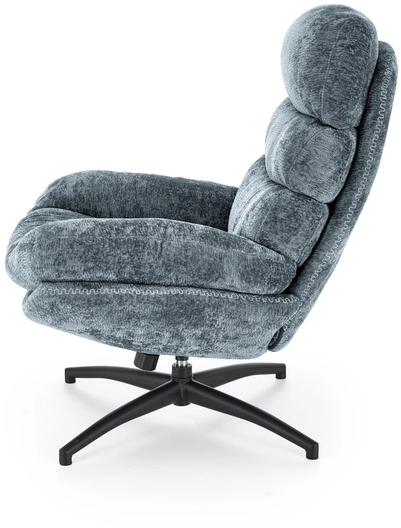 Fotelis Blue DARIO leisure chair, with stool, mėlynas