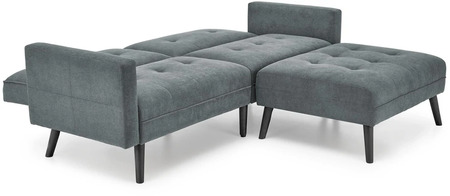 Fotelis CORNELIUS sulankstoma sofa su pufu, spalva: pilka