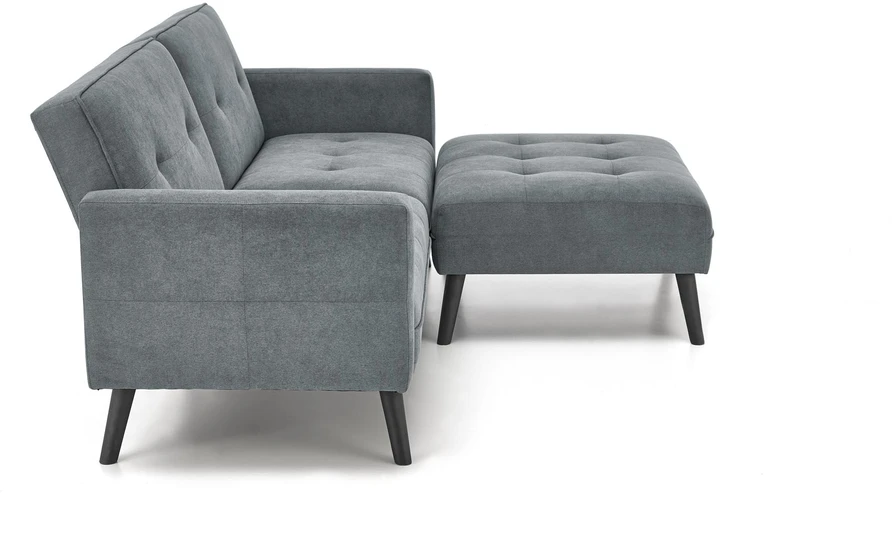 Fotelis CORNELIUS sulankstoma sofa su pufu, spalva: pilka