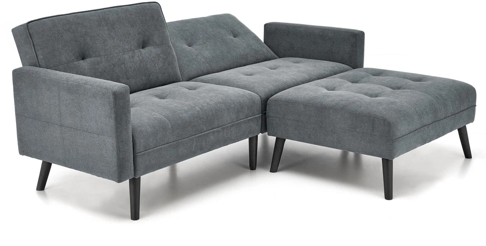 Fotelis CORNELIUS sulankstoma sofa su pufu, spalva: pilka