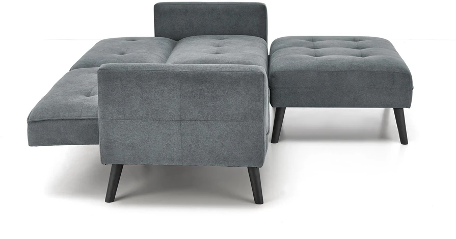 Fotelis CORNELIUS sulankstoma sofa su pufu, spalva: pilka