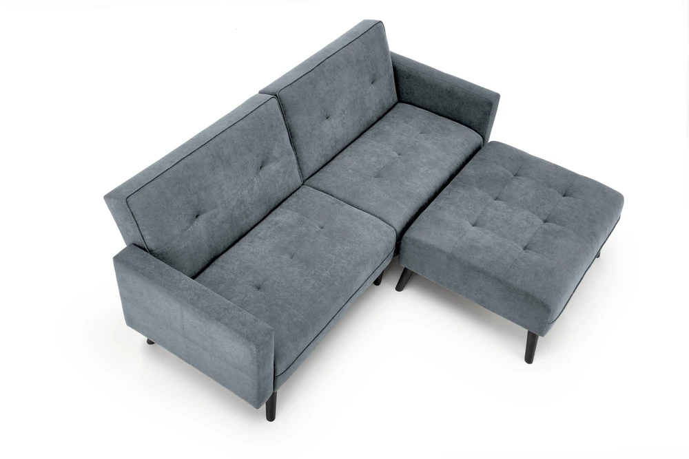 Fotelis CORNELIUS sulankstoma sofa su pufu, spalva: pilka