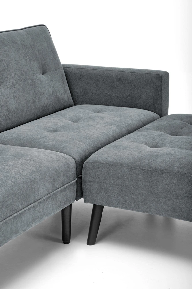 Fotelis CORNELIUS sulankstoma sofa su pufu, spalva: pilka